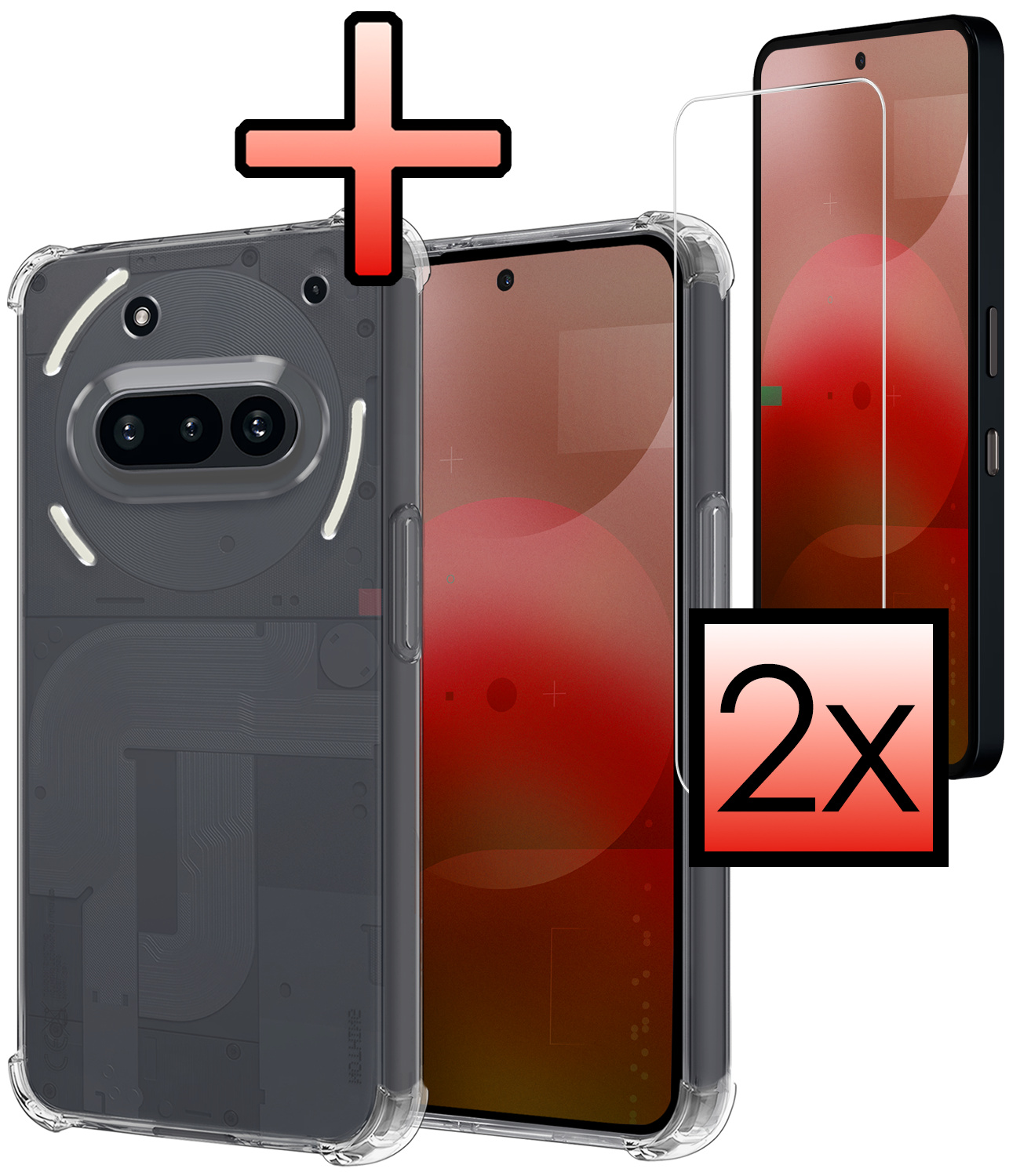 NoXx NoXx Nothing Phone (3a) Hoesje Shockproof Met 2x Screenprotector