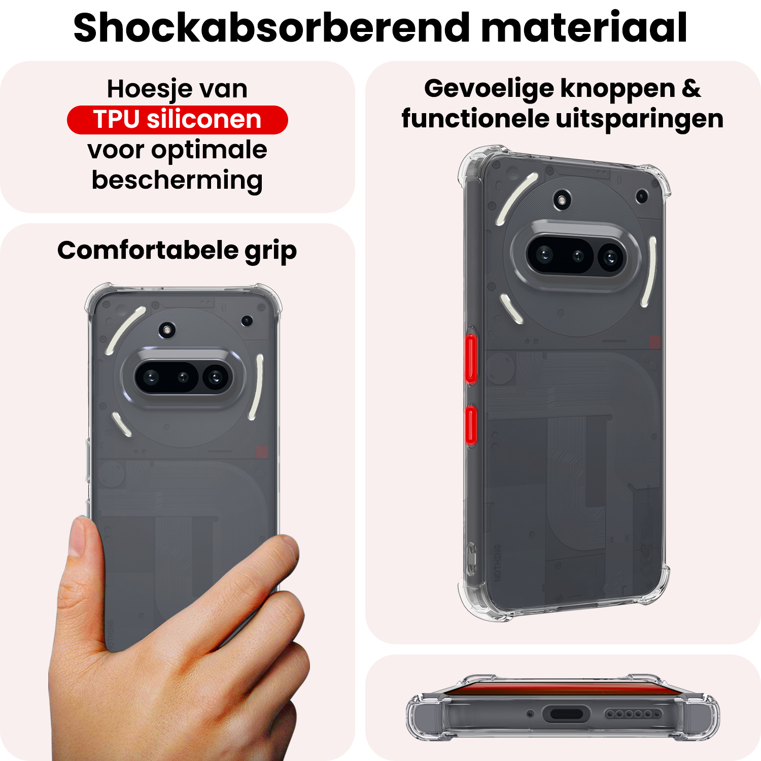 NoXx NoXx Nothing Phone (3a) Hoesje Shockproof Met 2x Screenprotector