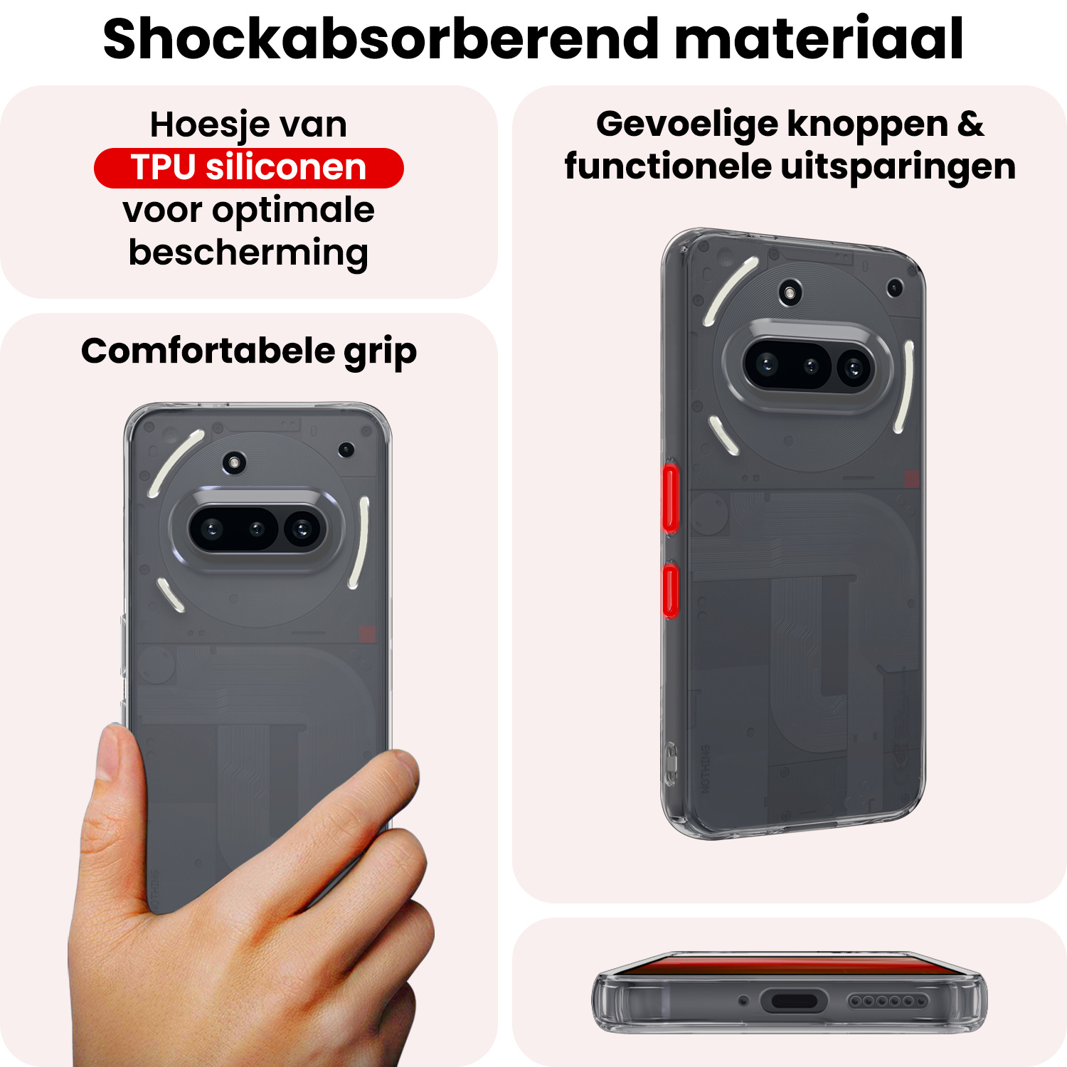 NoXx NoXx Nothing Phone (3a) Hoesje Siliconen Met Screenprotector - Transparant