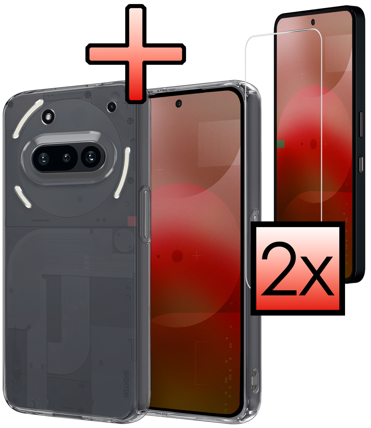 NoXx NoXx Nothing Phone (3a) Hoesje Siliconen Met 2x Screenprotector - Transparant