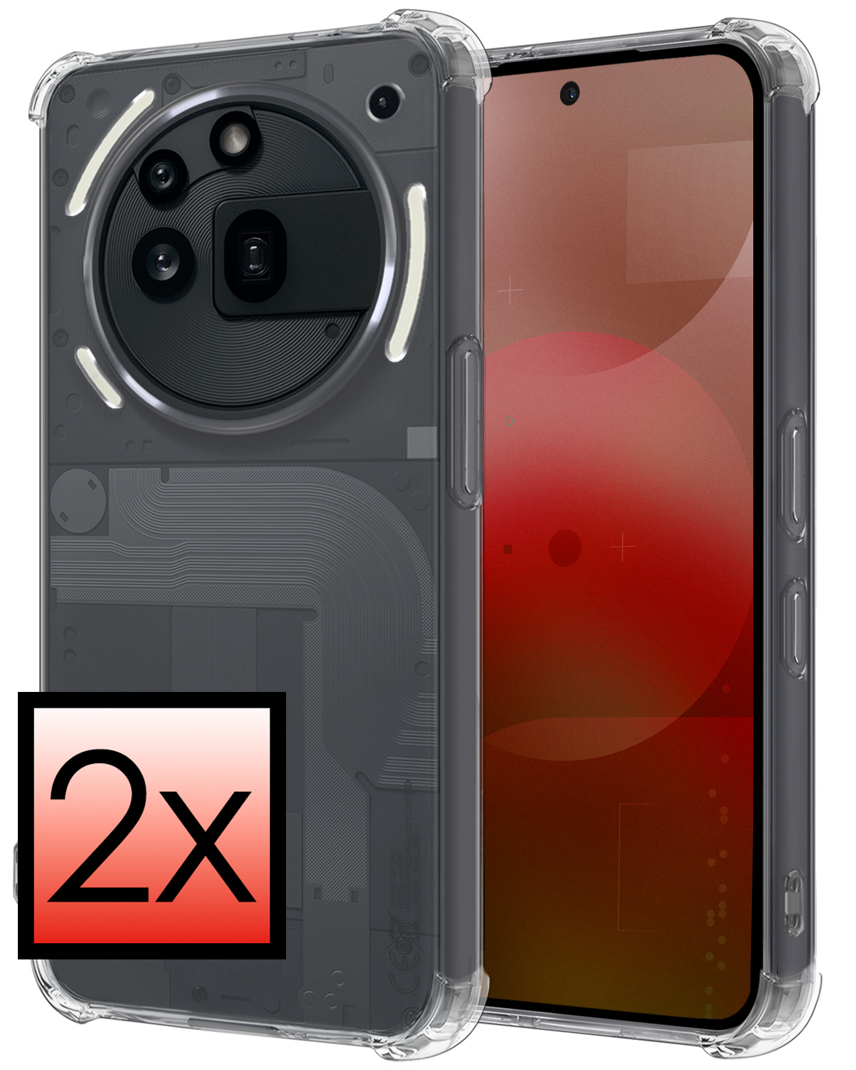 NoXx NoXx Nothing Phone (3a) Pro Hoesje Shockproof - Transparant - 2 PACK