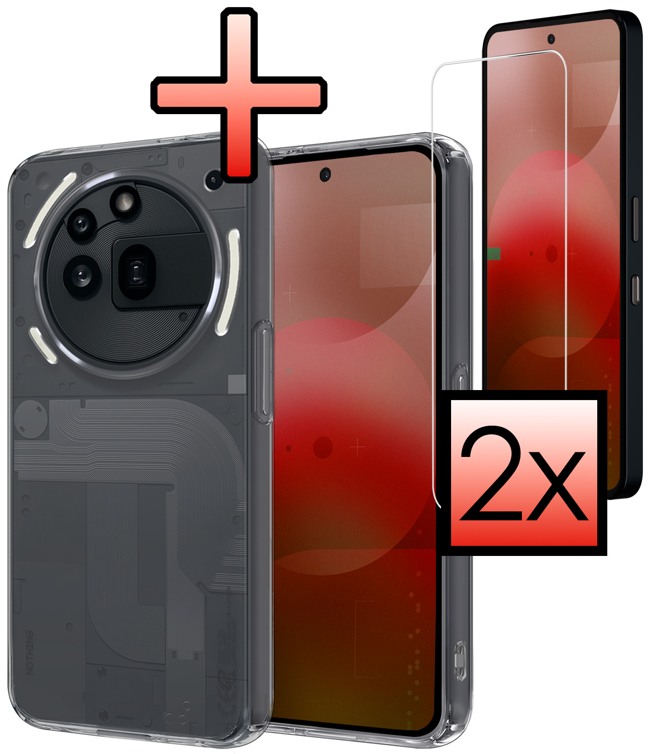 NoXx NoXx Nothing Phone (3a) Pro Hoesje Shockproof Met 2x Screenprotector