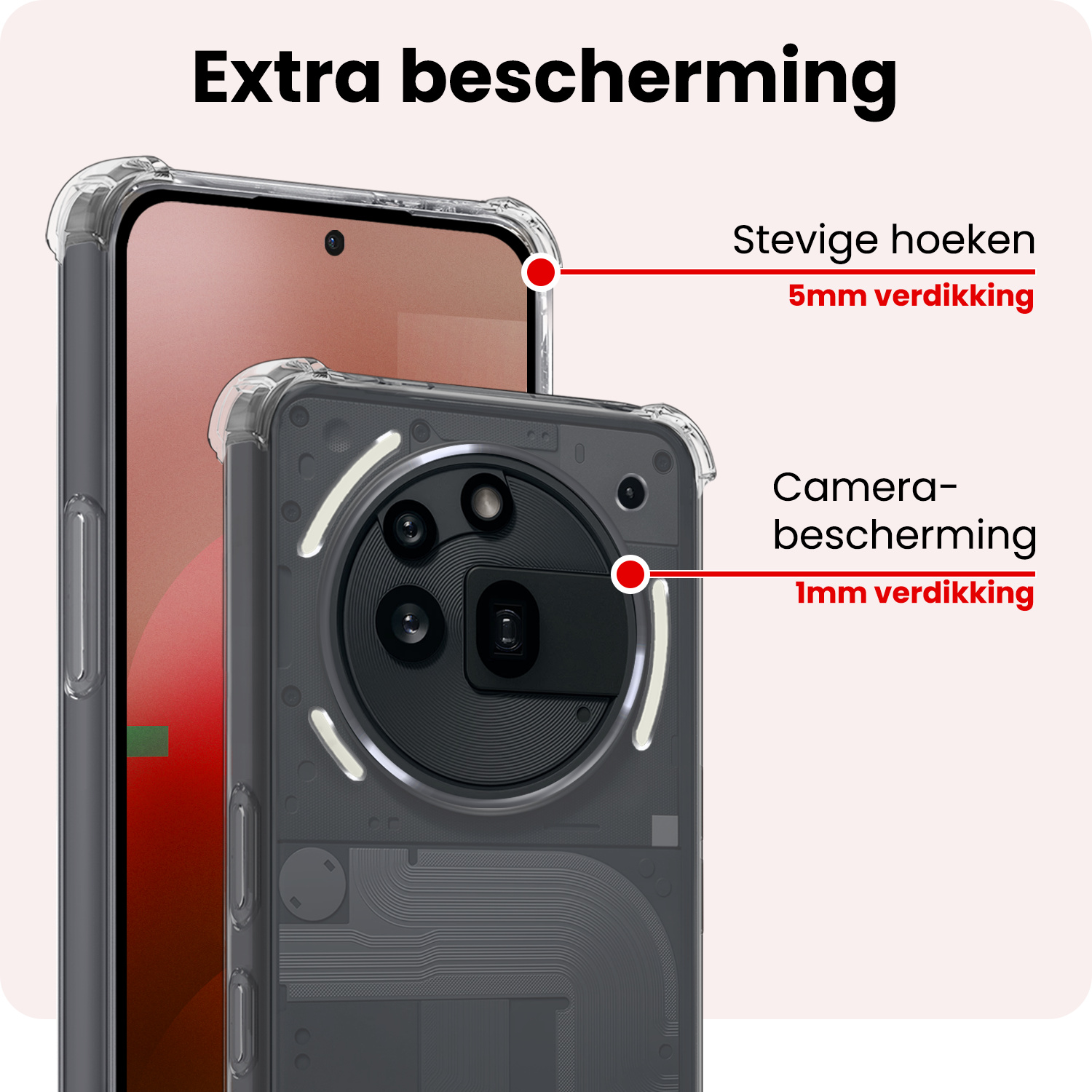 NoXx NoXx Nothing Phone (3a) Pro Hoesje Shockproof Met 2x Screenprotector