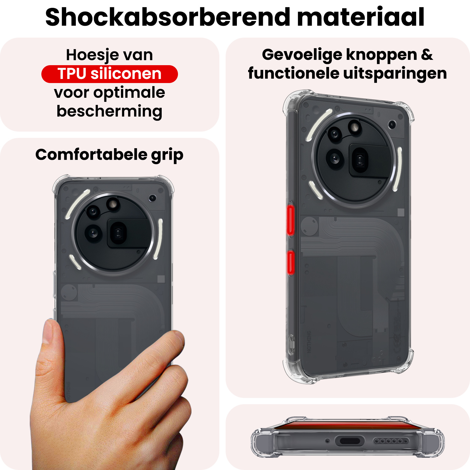 NoXx NoXx Nothing Phone (3a) Pro Hoesje Shockproof Met 2x Screenprotector