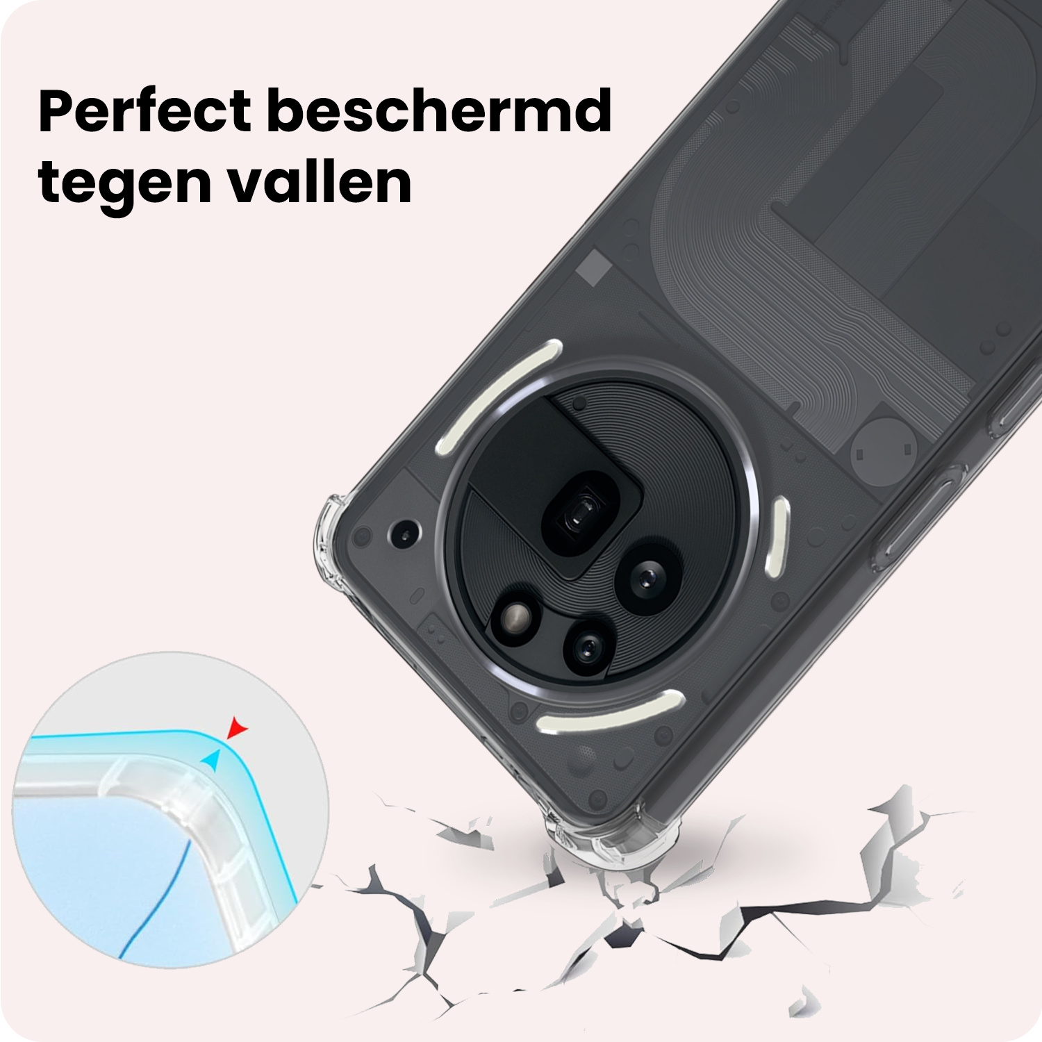 NoXx NoXx Nothing Phone (3a) Pro Hoesje Shockproof Met 2x Screenprotector