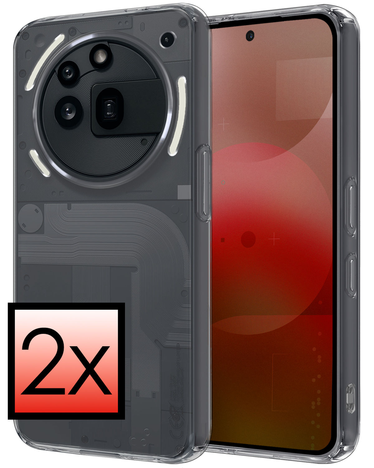 NoXx NoXx Nothing Phone (3a) Pro Hoesje Siliconen - Transparant - 2 PACK