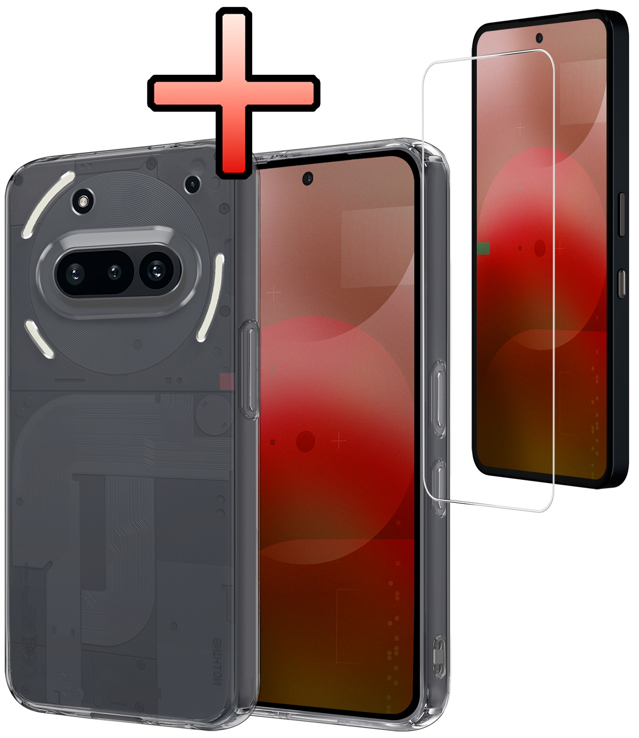 NoXx NoXx Nothing Phone (3a) Pro Hoesje Siliconen Met Screenprotector - Transparant