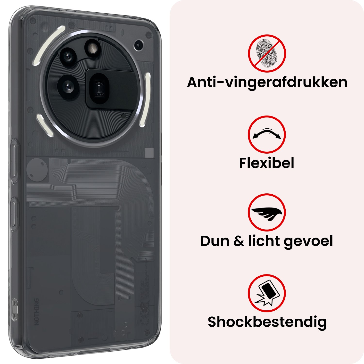 NoXx NoXx Nothing Phone (3a) Pro Hoesje Siliconen Met Screenprotector - Transparant