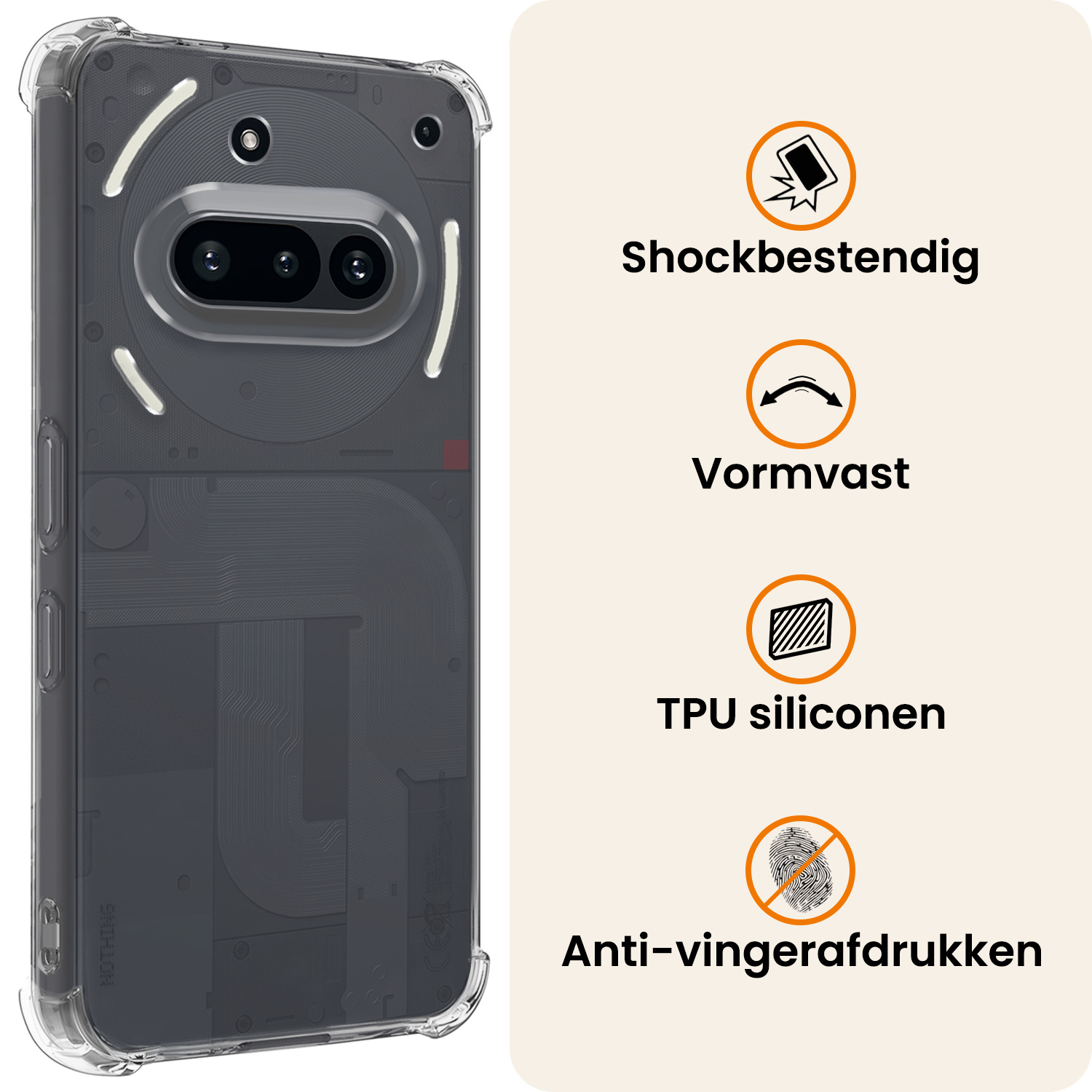 Nomfy Nomfy Nothing Phone (3a) Hoesje Shockproof Met 2x Screenprotector