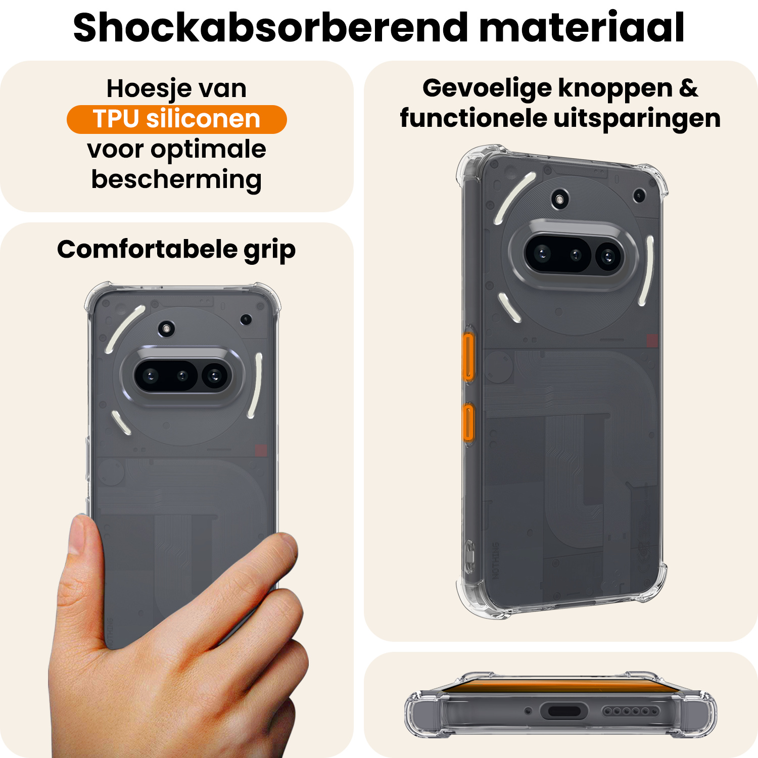 Nomfy Nomfy Nothing Phone (3a) Hoesje Shockproof Met 2x Screenprotector