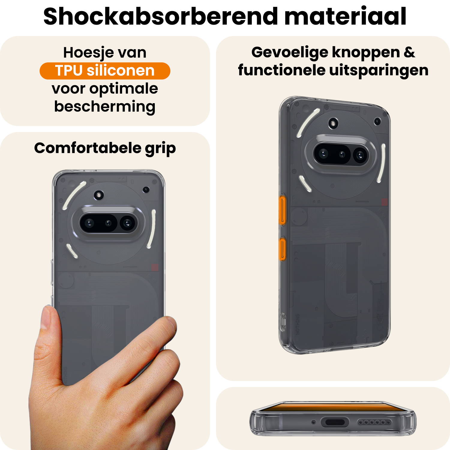 Nomfy Nomfy Nothing Phone (3a) Hoesje Siliconen Met Screenprotector - Transparant