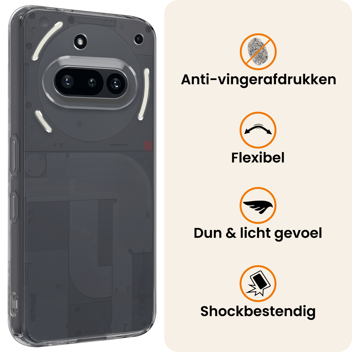 Nomfy Nomfy Nothing Phone (3a) Hoesje Siliconen Met 2x Screenprotector - Transparant