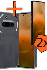 Nomfy Nomfy Nothing Phone (3a) Pro Hoesje Siliconen Met 2x Screenprotector - Transparant