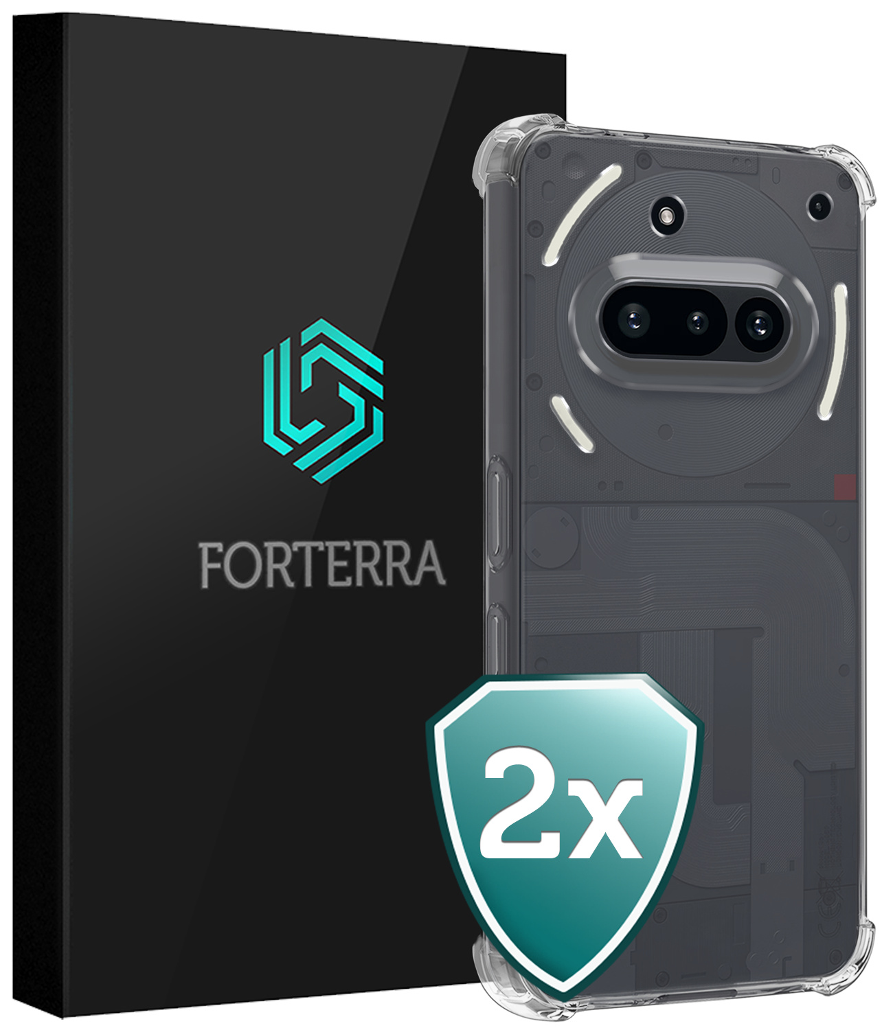 Forterra Forterra Nothing Phone (3a) Hoesje Shockproof - Transparant - 2 PACK