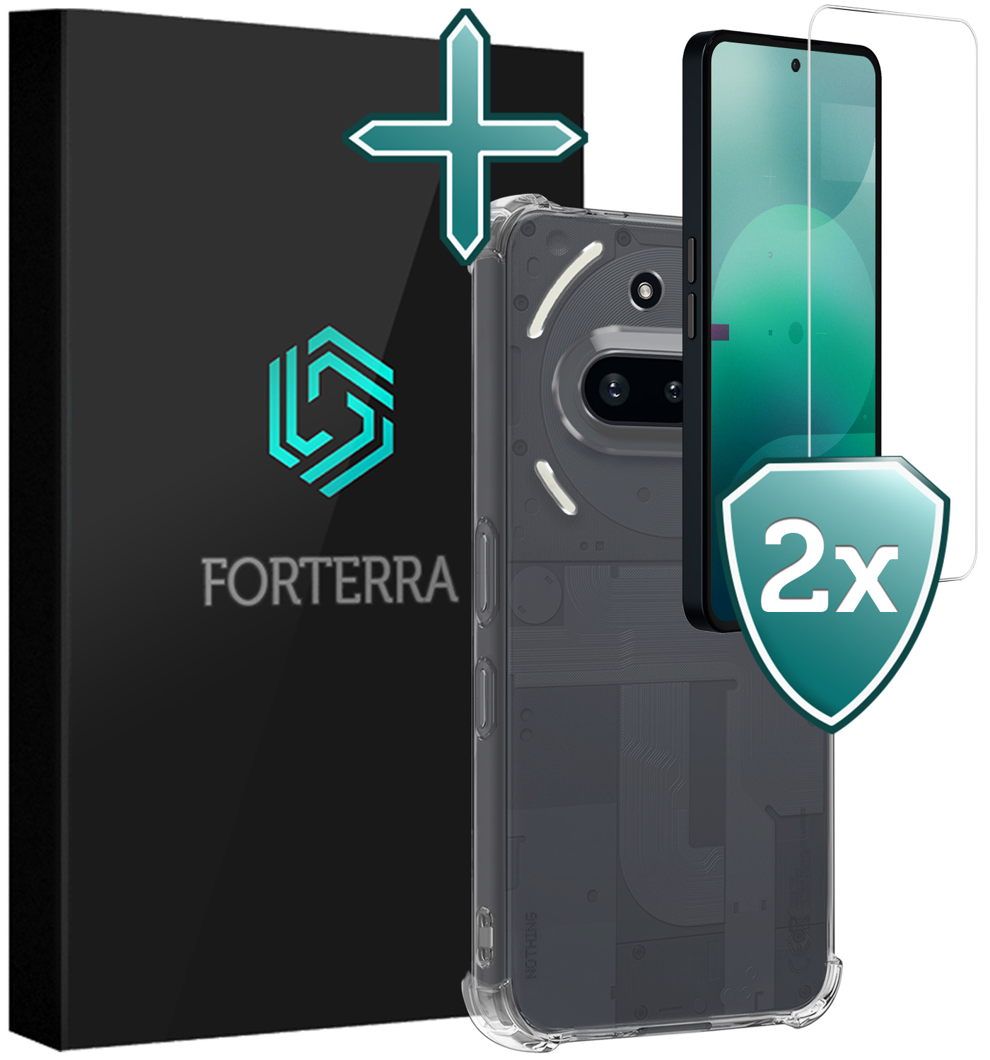 Forterra Forterra Nothing Phone (3a) Hoesje Shockproof Met 2x Screenprotector