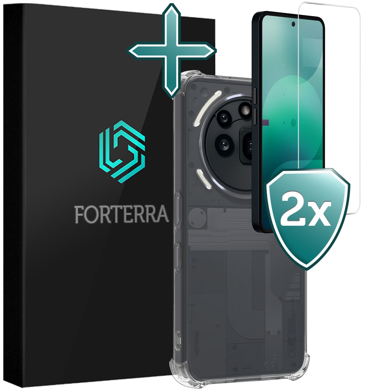Forterra Forterra Nothing Phone (3a) Pro Hoesje Shockproof Met 2x Screenprotector