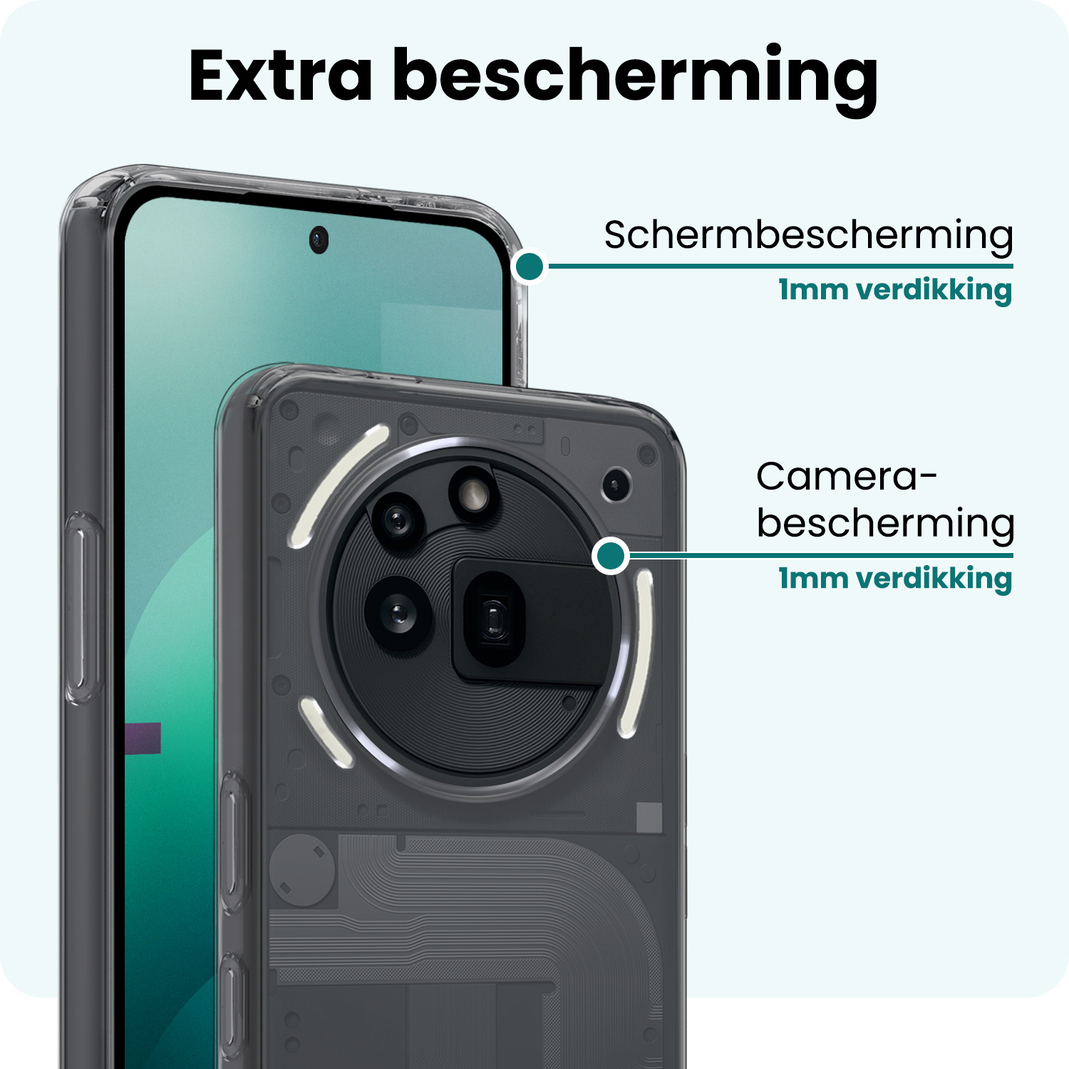 Forterra Forterra Nothing Phone (3a) Pro Hoesje Siliconen Met Screenprotector - Transparant