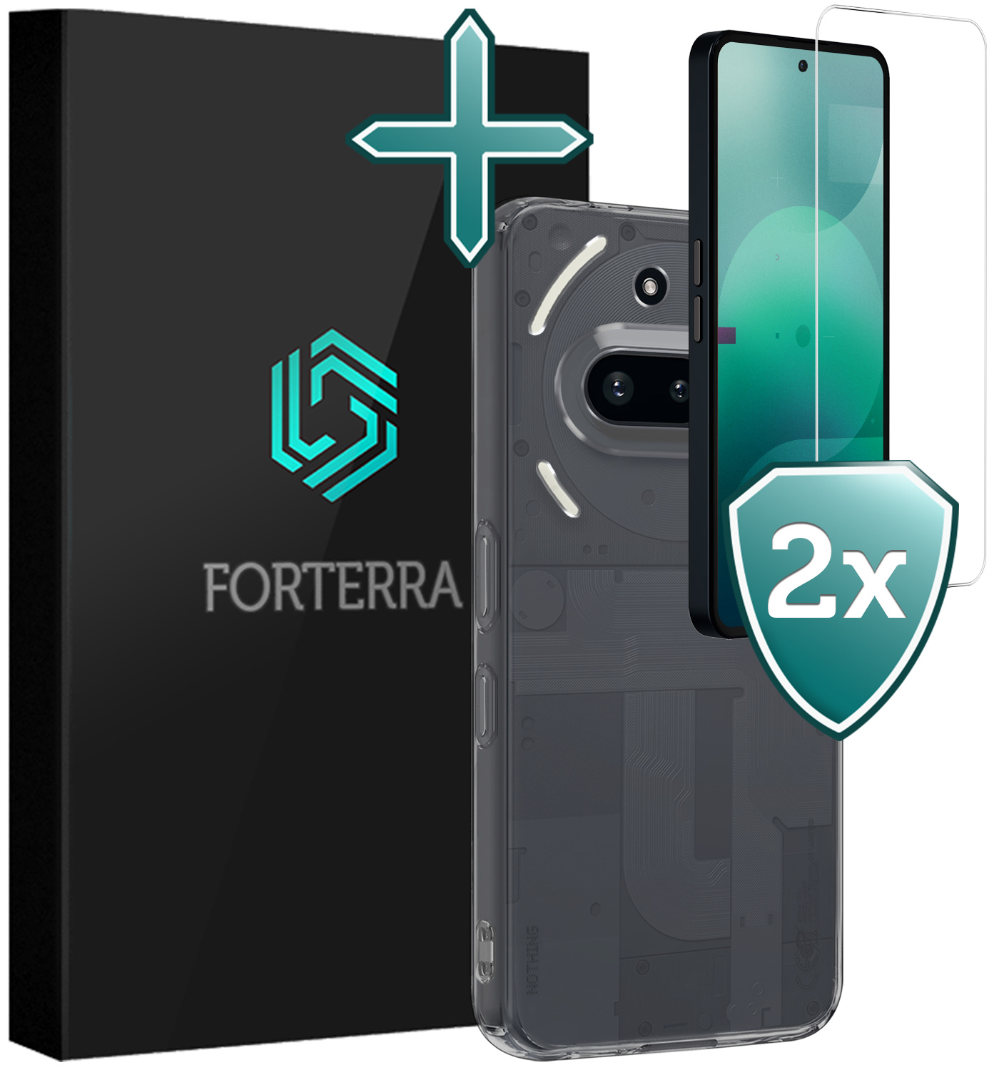 Forterra Forterra Nothing Phone (3a) Pro Hoesje Siliconen Met 2x Screenprotector - Transparant
