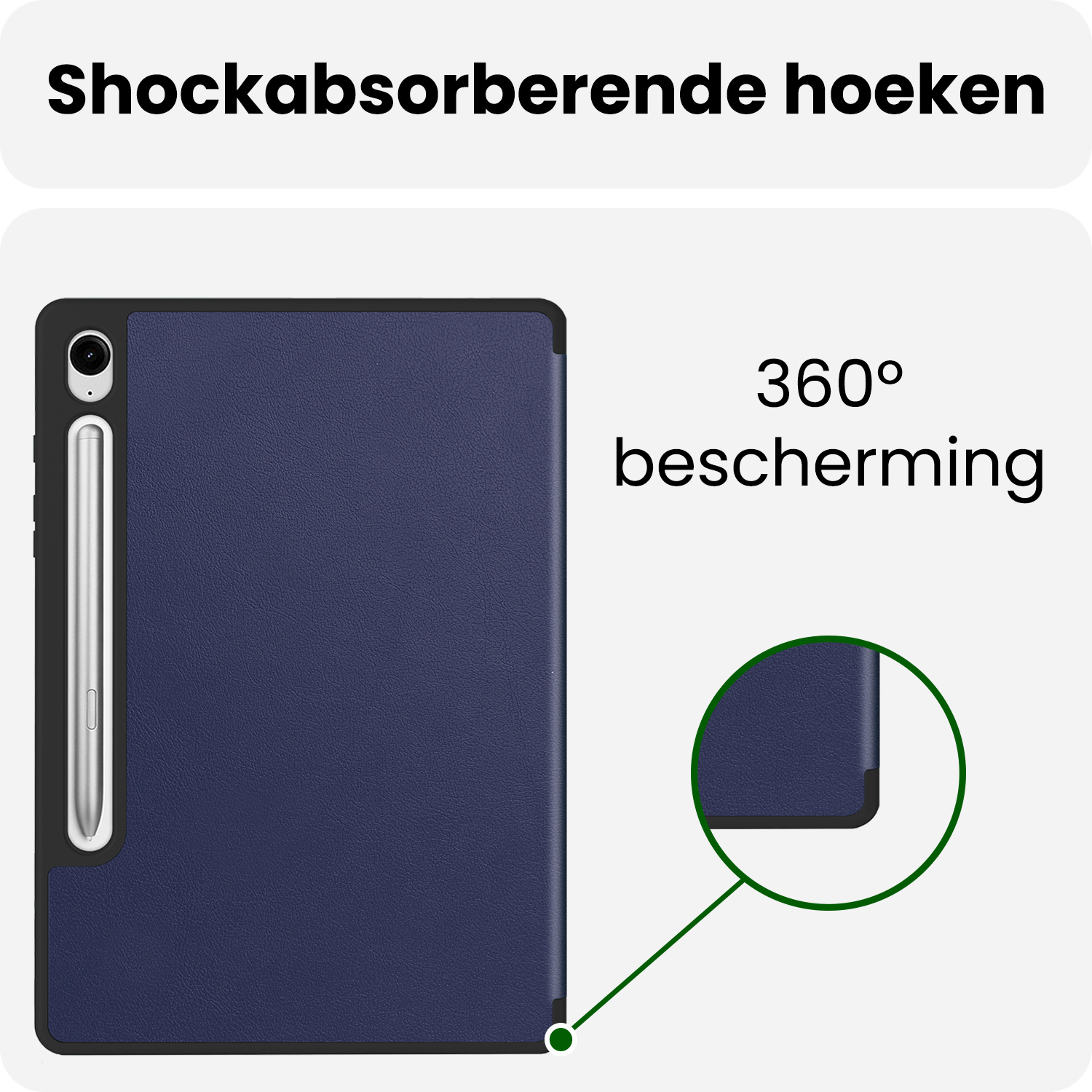 BASEY. BASEY. Samsung Galaxy Tab S10 FE Plus Hoesje Met Uitsparing S Pen - Donkerblauw