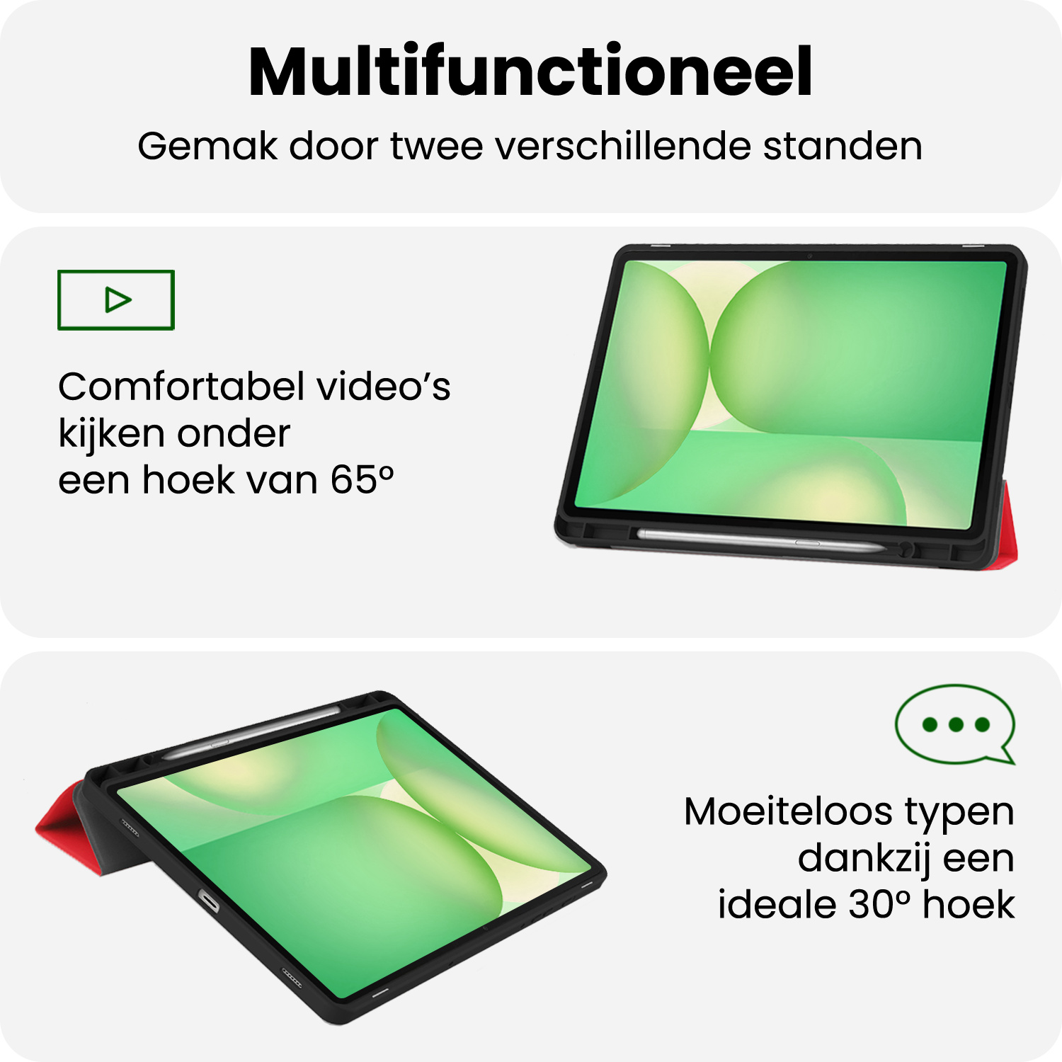 BASEY. BASEY. Samsung Galaxy Tab S10 FE Plus Hoesje Met Uitsparing S Pen - Rood