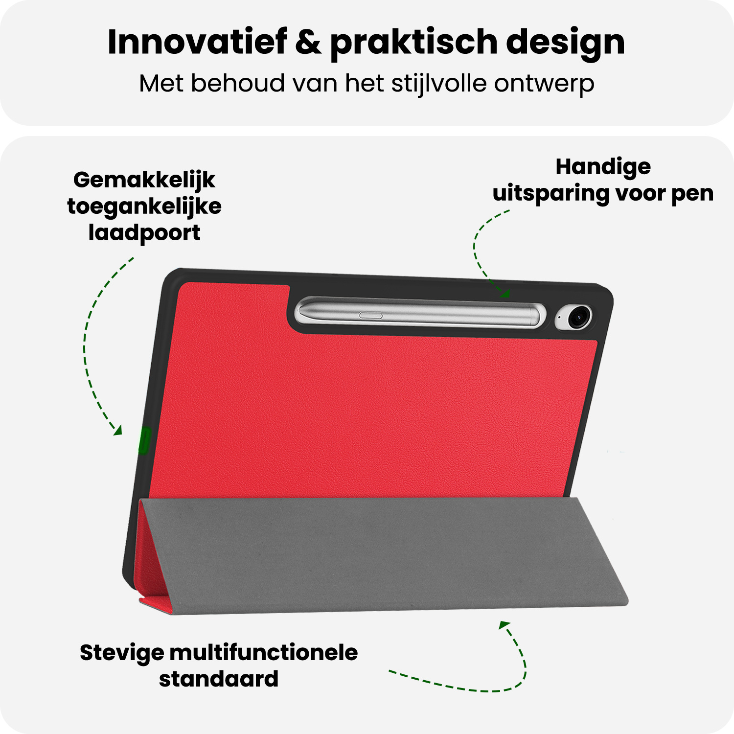 BASEY. BASEY. Samsung Galaxy Tab S10 FE Plus Hoesje Met Uitsparing S Pen - Rood