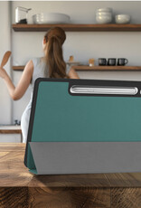 BASEY. BASEY. Samsung Galaxy Tab S10 FE Plus Hoesje Met Uitsparing S Pen Met Screenprotector - Donkergroen