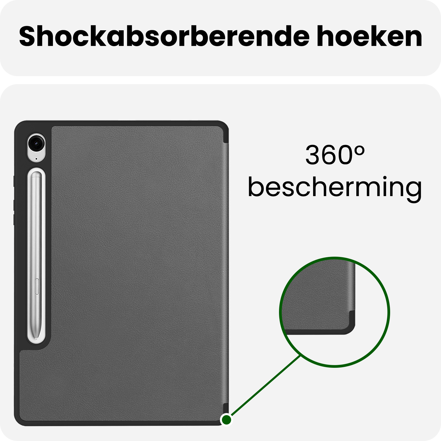 BASEY. BASEY. Samsung Galaxy Tab S10 FE Plus Hoesje Met Uitsparing S Pen Met Screenprotector - Grijs