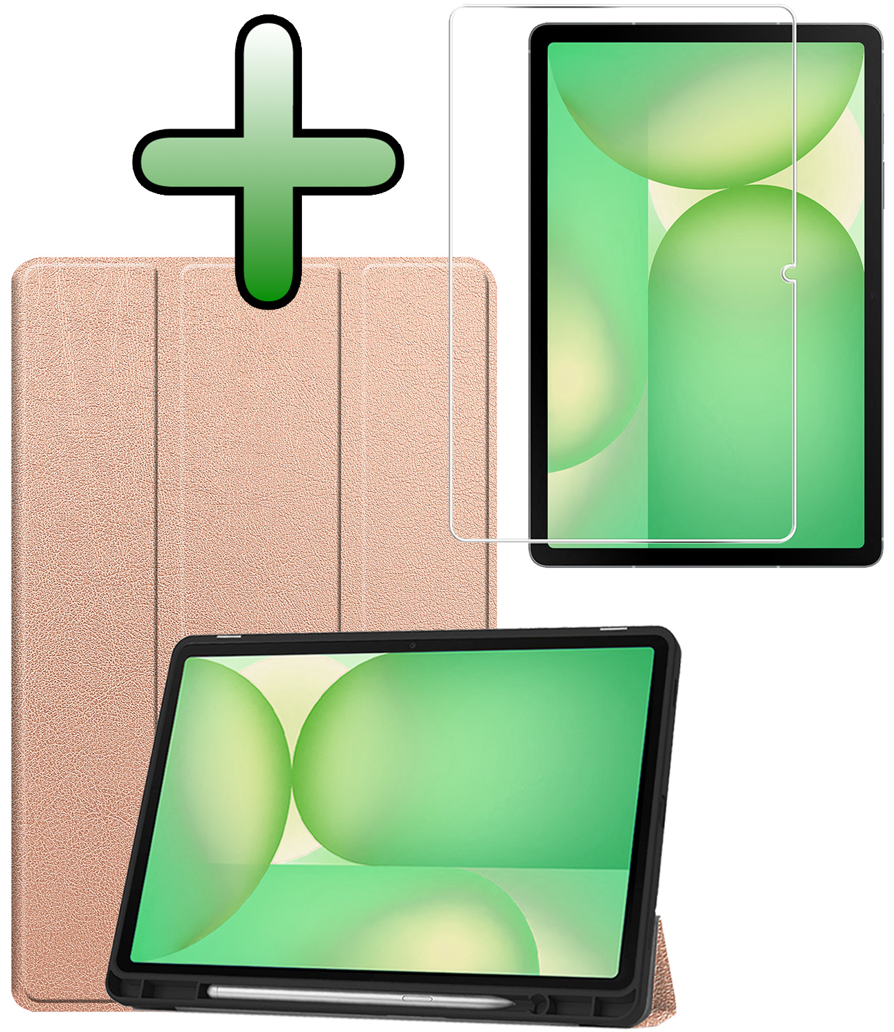 BASEY. BASEY. Samsung Galaxy Tab S10 FE Plus Hoesje Met Uitsparing S Pen Met Screenprotector - Rose Goud