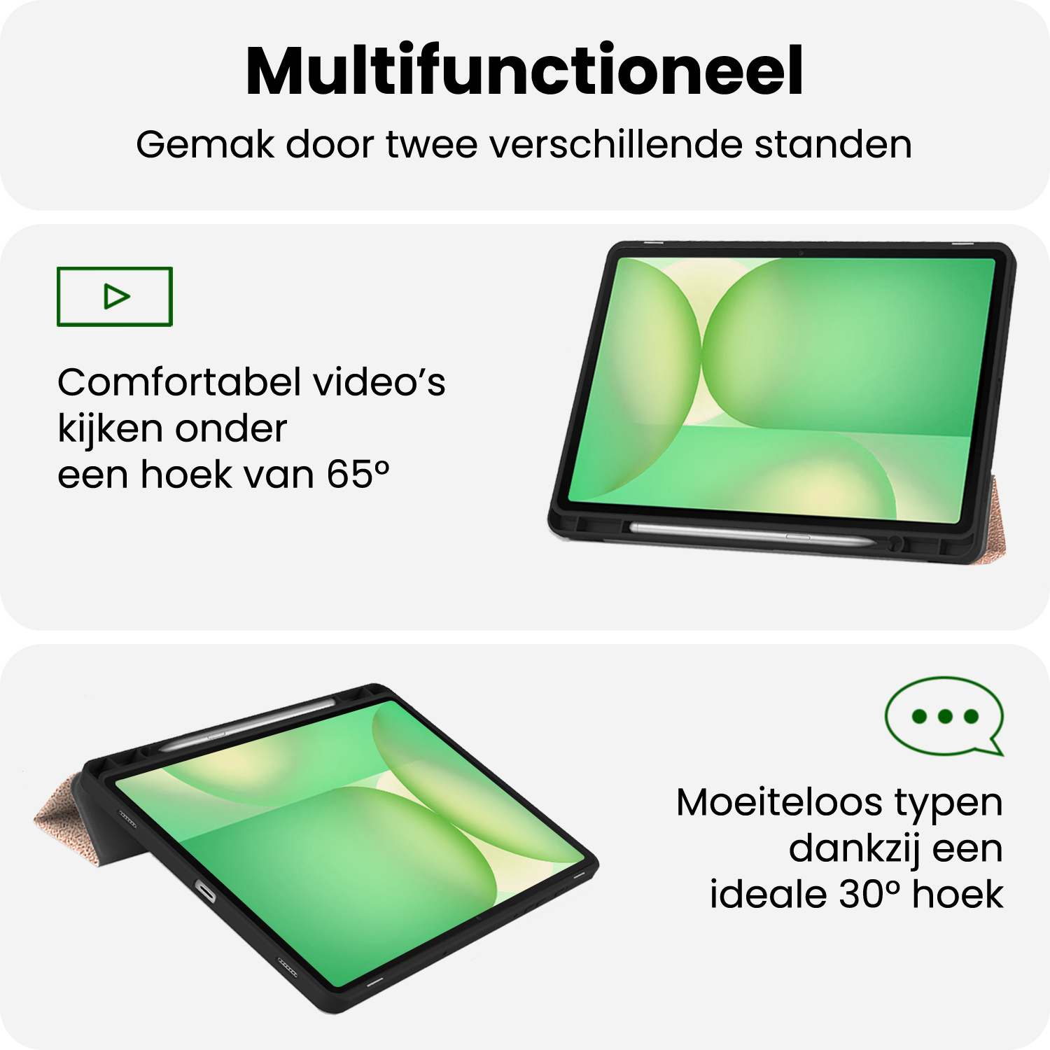 BASEY. BASEY. Samsung Galaxy Tab S10 FE Plus Hoesje Met Uitsparing S Pen Met Screenprotector - Rose Goud
