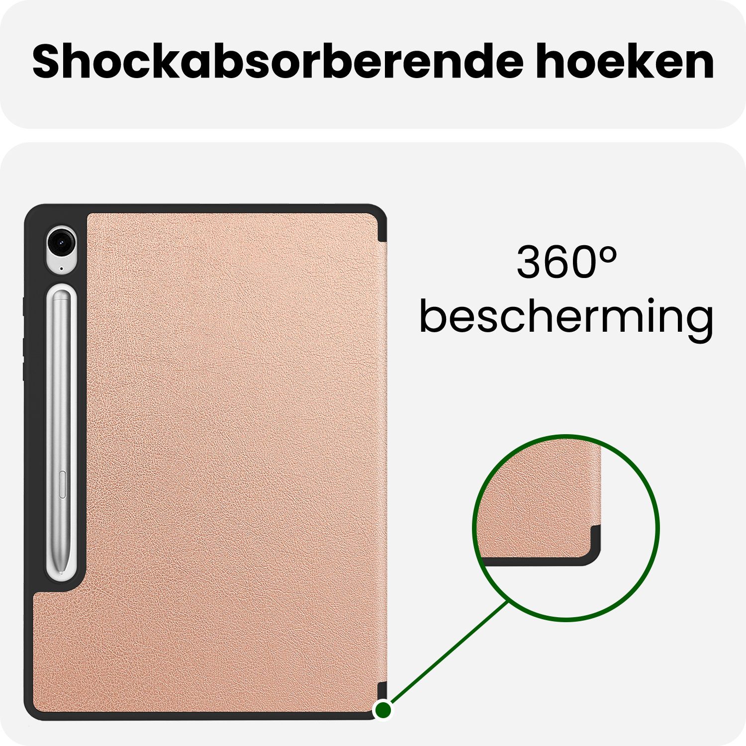BASEY. BASEY. Samsung Galaxy Tab S10 FE Plus Hoesje Met Uitsparing S Pen Met Screenprotector - Rose Goud