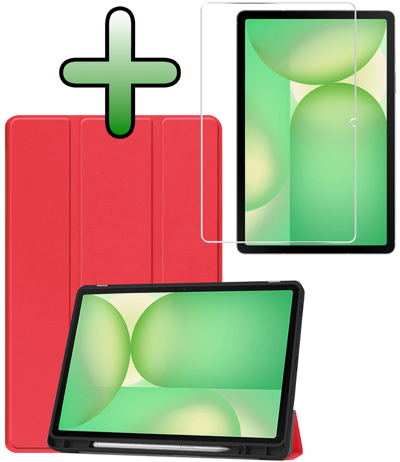 BASEY. BASEY. Samsung Galaxy Tab S10 FE Plus Hoesje Met Uitsparing S Pen Met Screenprotector - Rood