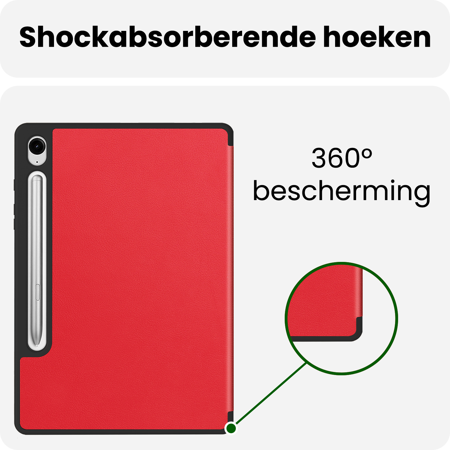BASEY. BASEY. Samsung Galaxy Tab S10 FE Plus Hoesje Met Uitsparing S Pen Met Screenprotector - Rood