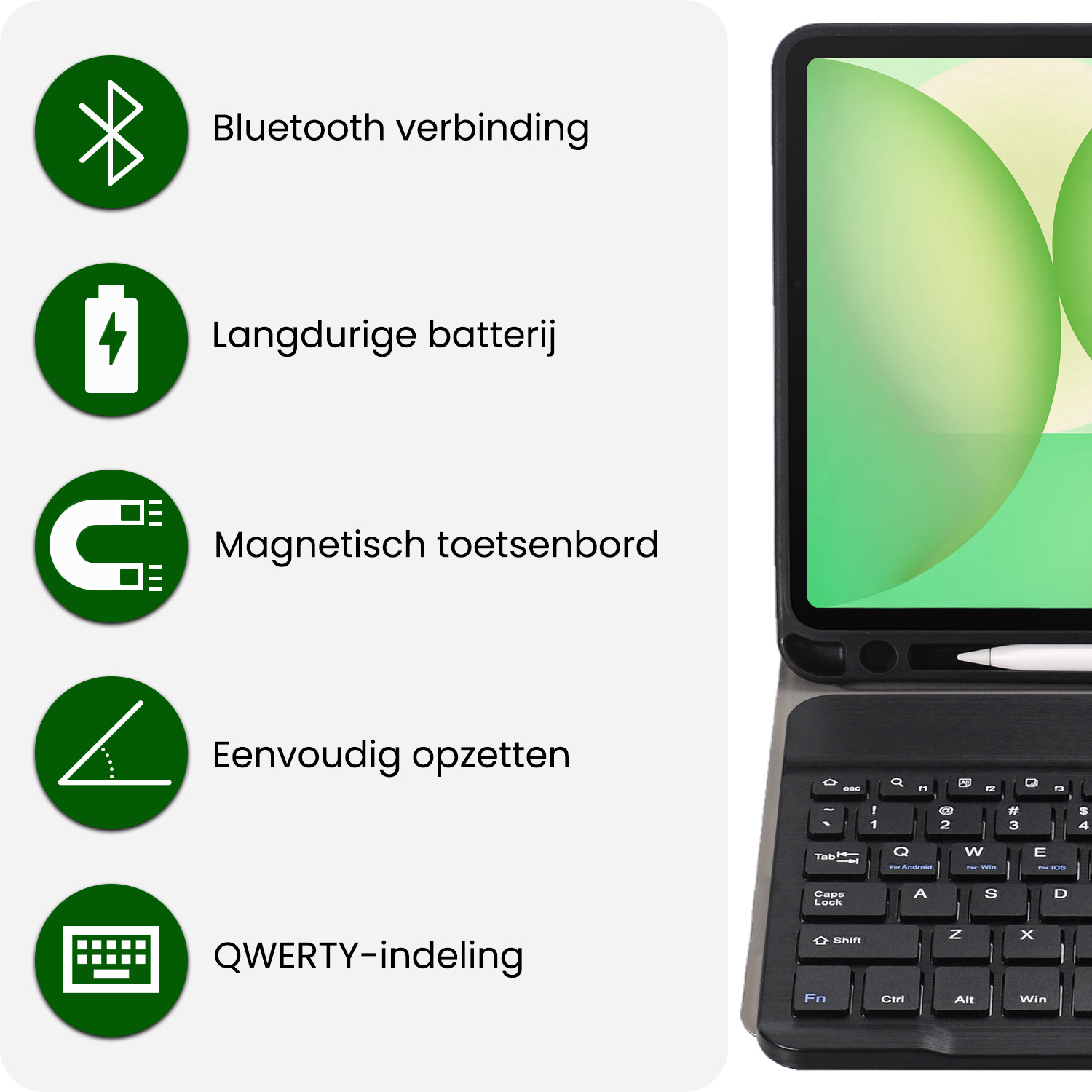 BASEY. BASEY. Samsung Galaxy Tab S10 FE Plus Toetsenbordhoes Met Screenprotector - Zwart