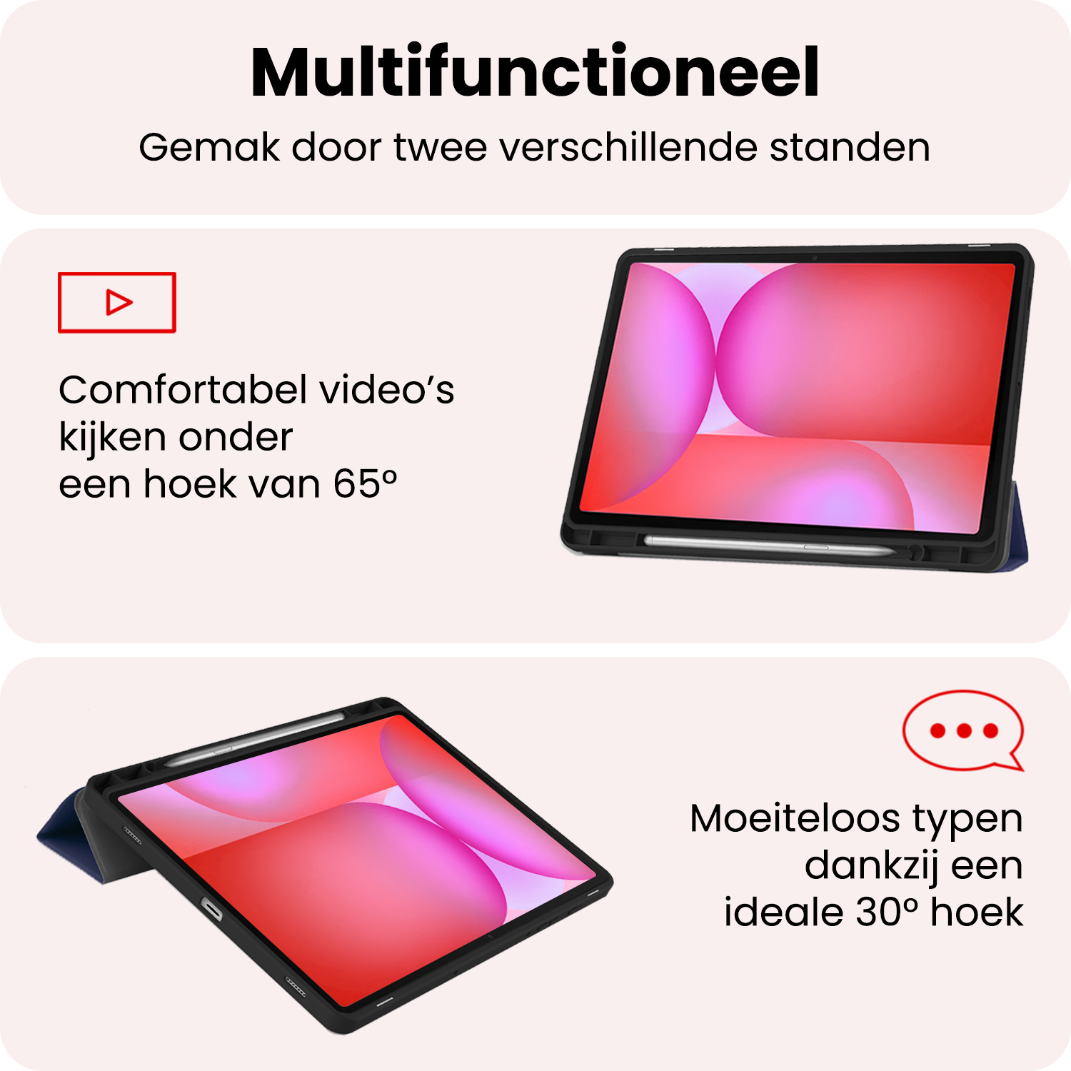NoXx NoXx Samsung Galaxy Tab S10 FE Plus Hoesje Met Uitsparing S Pen - Donkerblauw