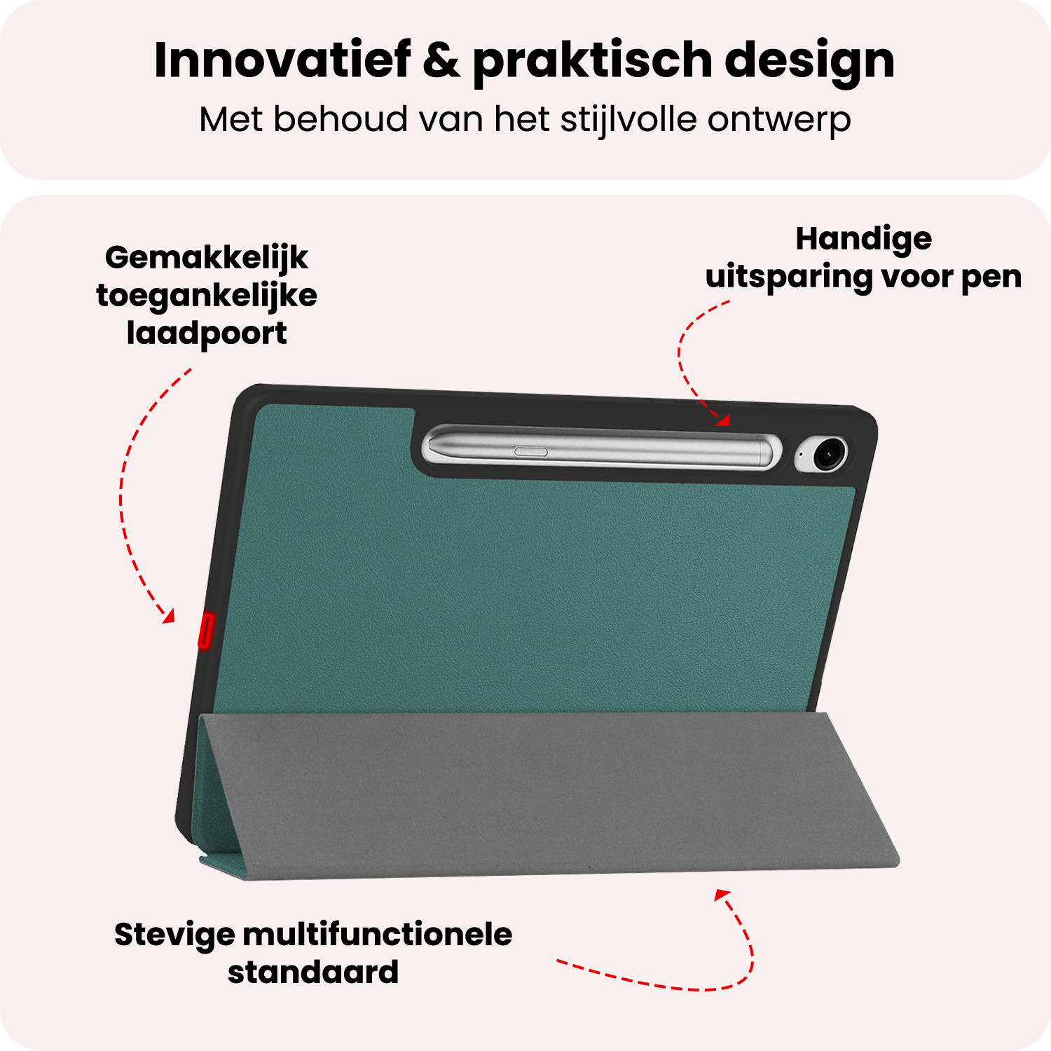 NoXx NoXx Samsung Galaxy Tab S10 FE Plus Hoesje Met Uitsparing S Pen - Donkergroen