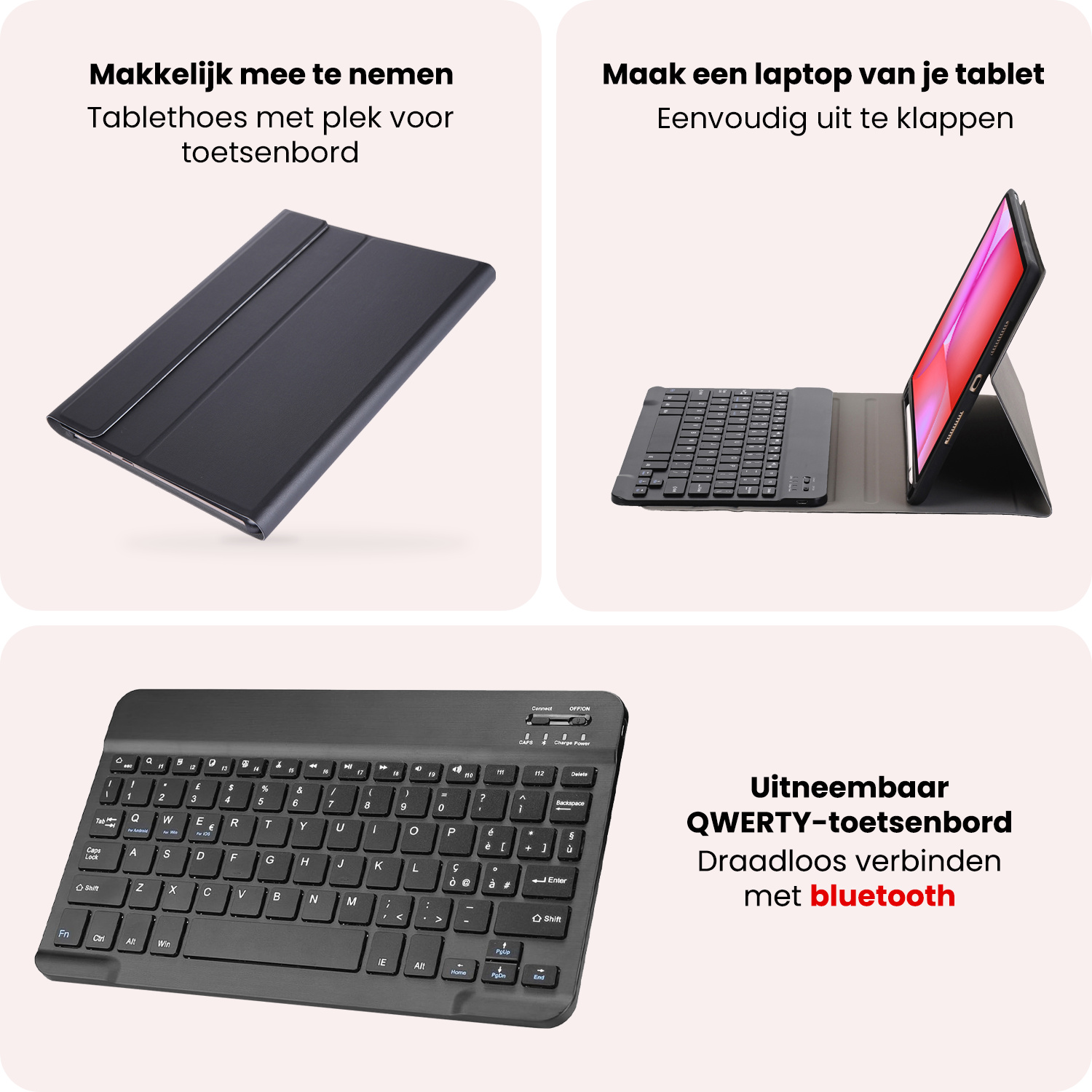 NoXx NoXx Samsung Galaxy Tab S10 FE Plus Toetsenbordhoes - Zwart