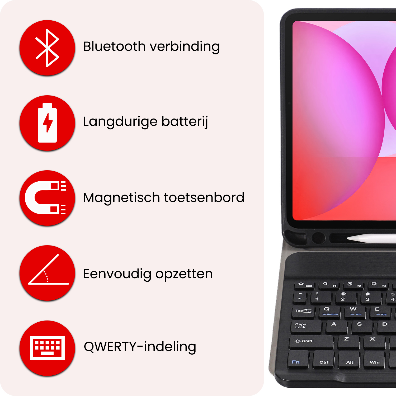 NoXx NoXx Samsung Galaxy Tab S10 FE Plus Toetsenbordhoes Met Screenprotector - Zwart