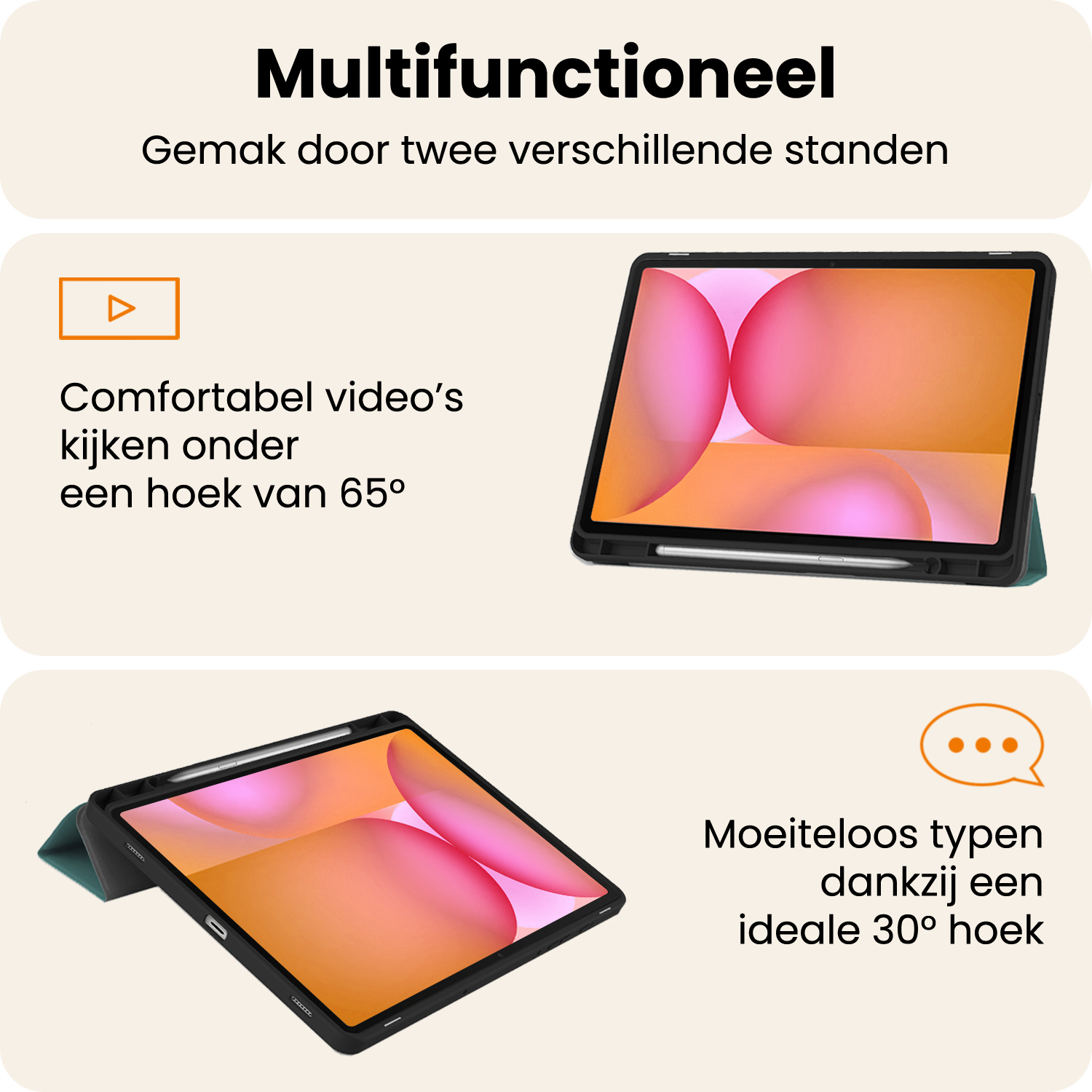 Nomfy Nomfy Samsung Galaxy Tab S10 FE Plus Hoesje Met Uitsparing S Pen - Donkergroen