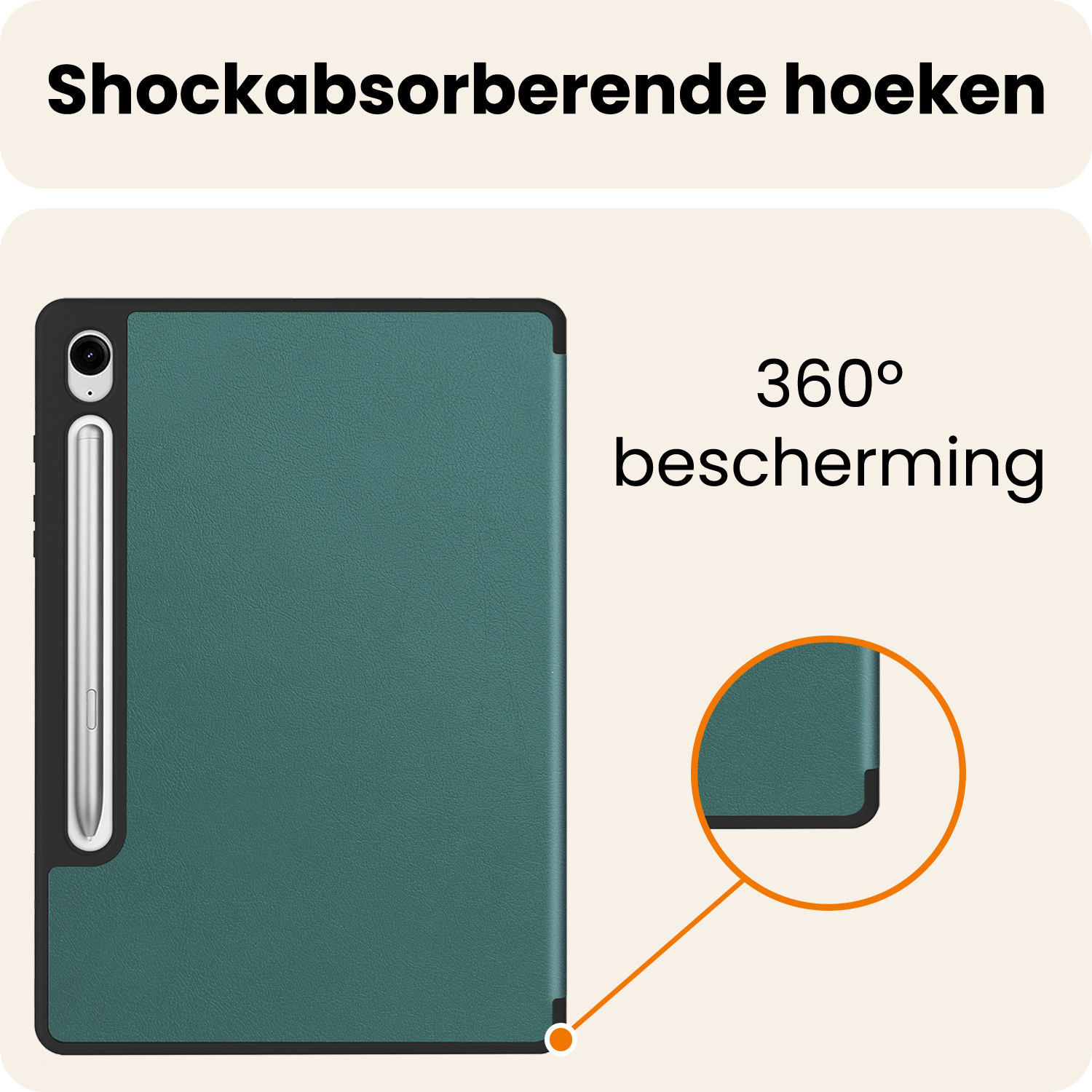 Nomfy Nomfy Samsung Galaxy Tab S10 FE Plus Hoesje Met Uitsparing S Pen - Donkergroen