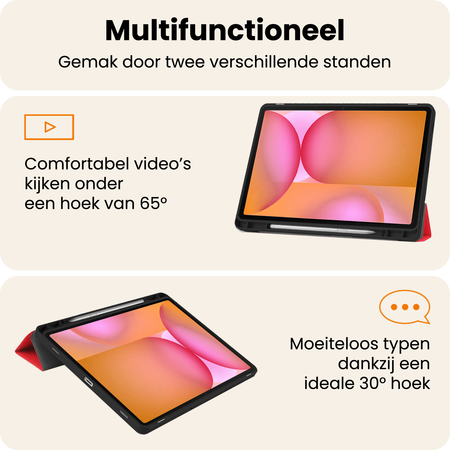 Nomfy Nomfy Samsung Galaxy Tab S10 FE Plus Hoesje Met Uitsparing S Pen - Rood