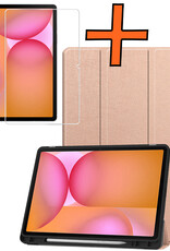 Nomfy Nomfy Samsung Galaxy Tab S10 FE Plus Hoesje Met Uitsparing S Pen Met Screenprotector - Rose Goud