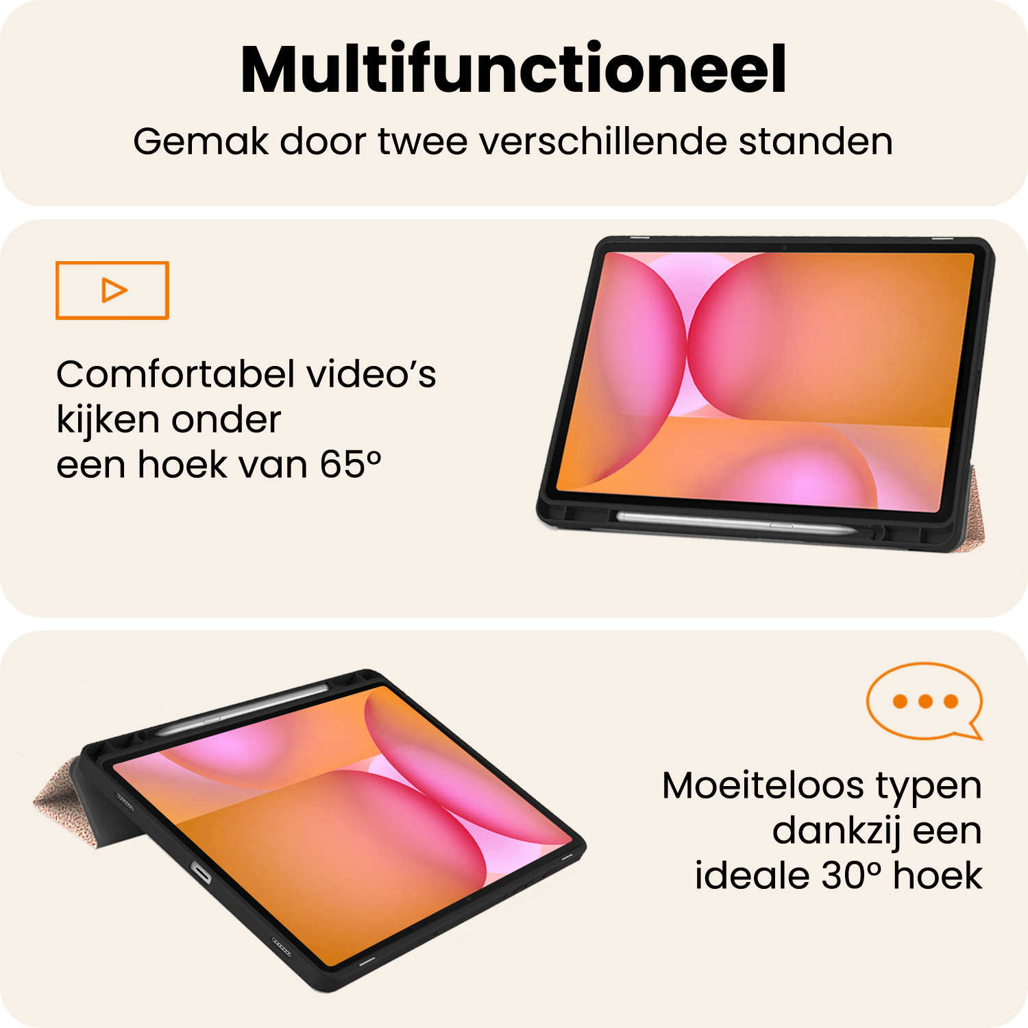 Nomfy Nomfy Samsung Galaxy Tab S10 FE Plus Hoesje Met Uitsparing S Pen Met Screenprotector - Rose Goud