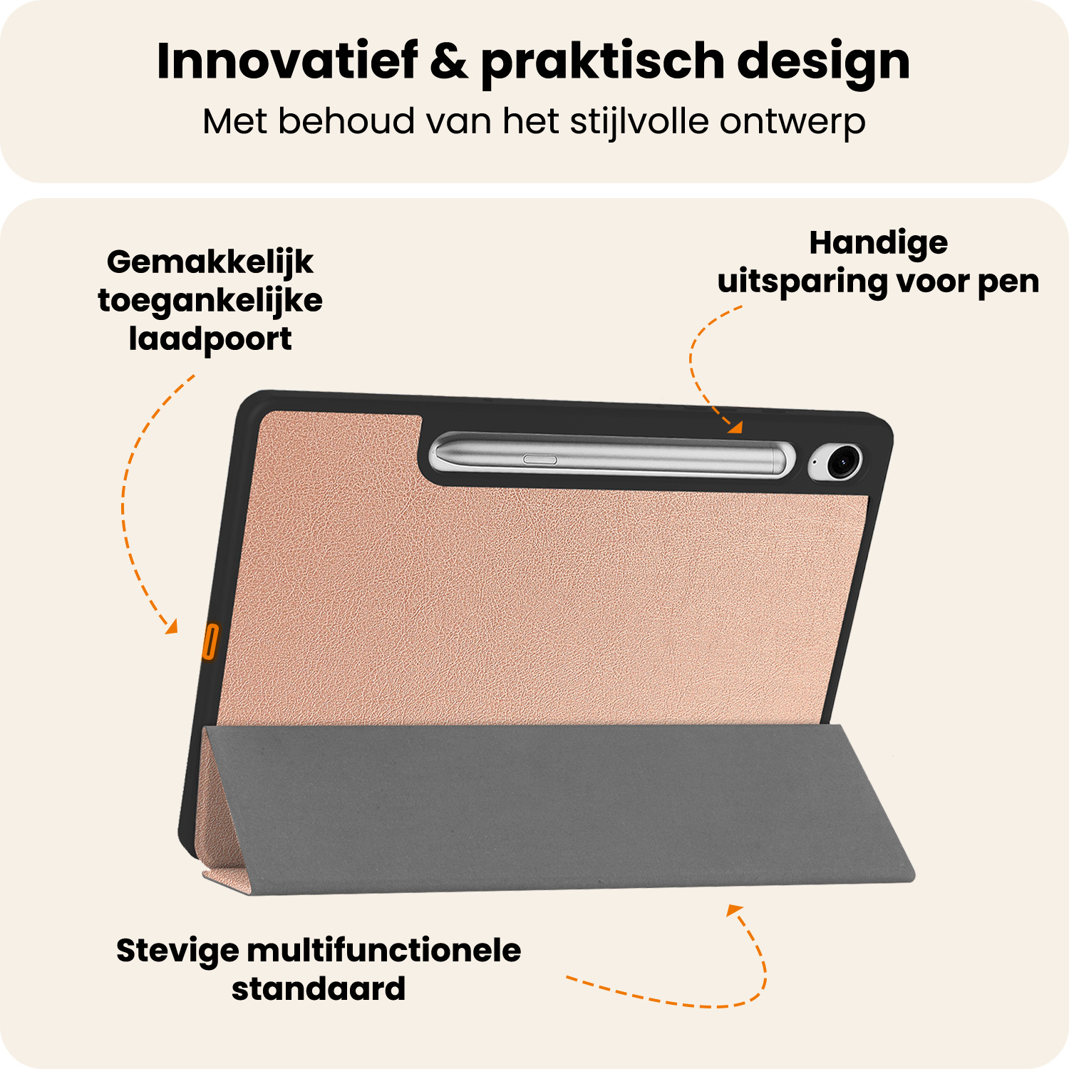 Nomfy Nomfy Samsung Galaxy Tab S10 FE Plus Hoesje Met Uitsparing S Pen Met Screenprotector - Rose Goud