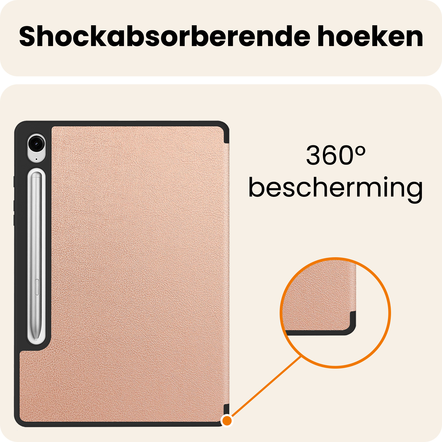 Nomfy Nomfy Samsung Galaxy Tab S10 FE Plus Hoesje Met Uitsparing S Pen Met Screenprotector - Rose Goud
