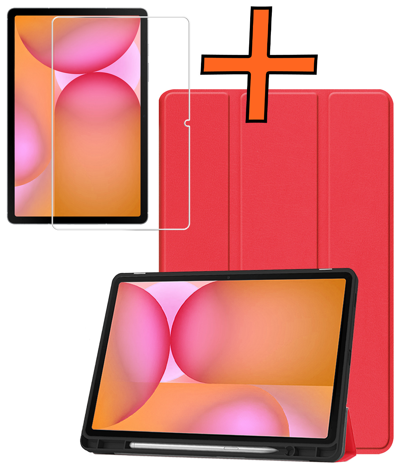 Nomfy Nomfy Samsung Galaxy Tab S10 FE Plus Hoesje Met Uitsparing S Pen Met Screenprotector - Rood
