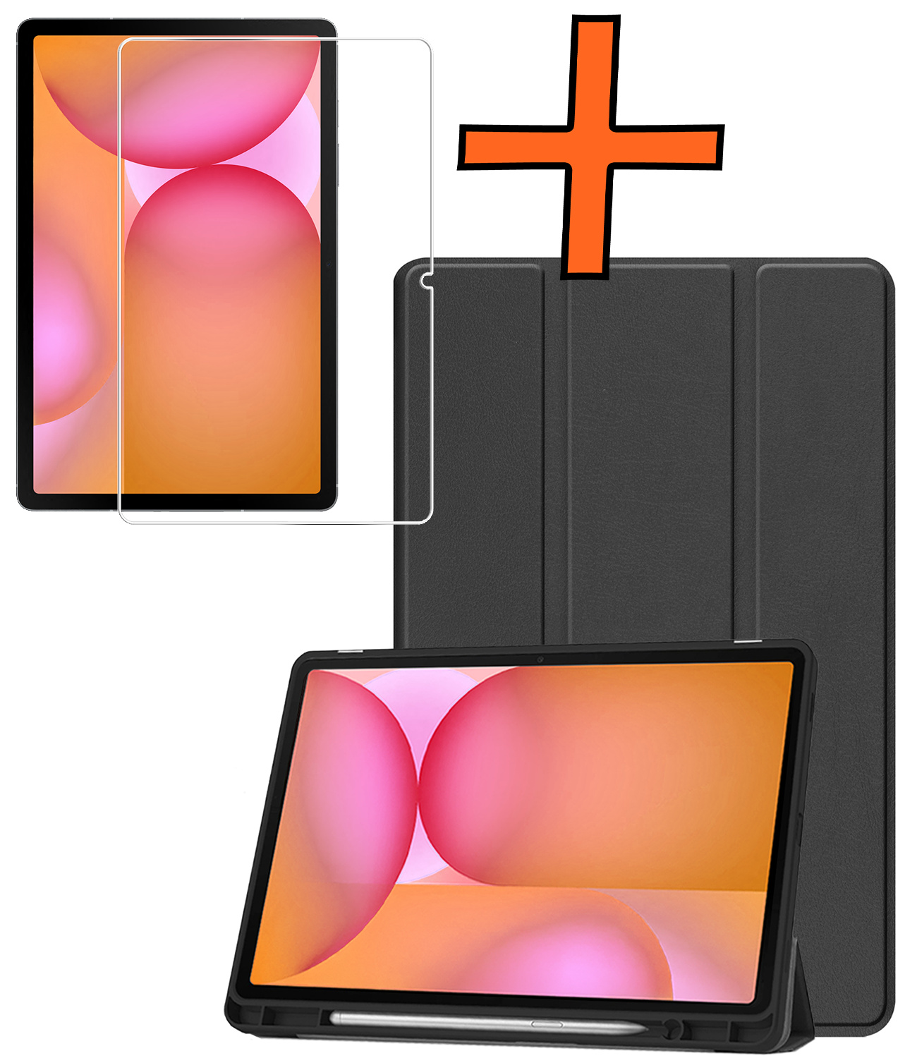 Nomfy Nomfy Samsung Galaxy Tab S10 FE Plus Hoesje Met Uitsparing S Pen Met Screenprotector - Zwart