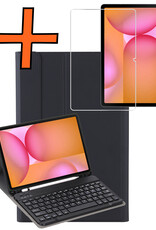 Nomfy Nomfy Samsung Galaxy Tab S10 FE Plus Toetsenbordhoes Met Screenprotector - Zwart