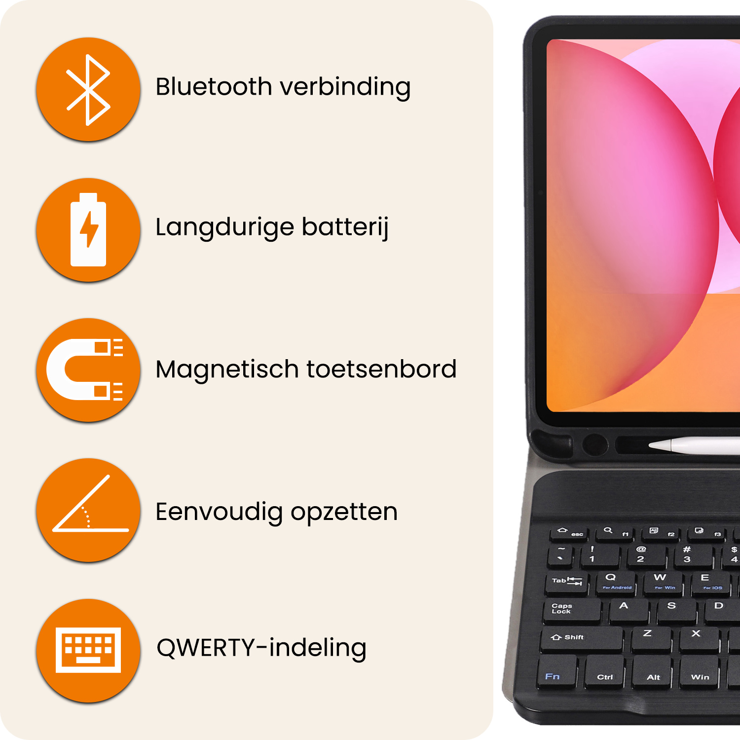 Nomfy Nomfy Samsung Galaxy Tab S10 FE Plus Toetsenbordhoes Met Screenprotector - Zwart