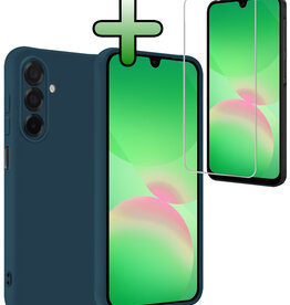 BASEY. BASEY. Samsung Galaxy A26 Hoesje Siliconen Met Screenprotector - Donkerblauw