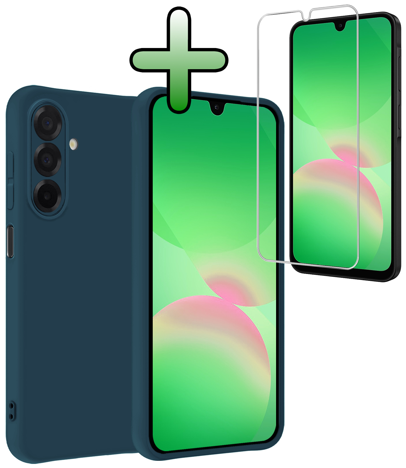 BASEY. BASEY. Samsung Galaxy A26 Hoesje Siliconen Met Screenprotector - Donkerblauw